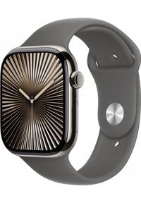 APPLE - Smartwatch Apple Watch Series 10 GPS + Cellular, koperta 42 mm z tytanu w kolorze naturalnym z paskiem sportowym w kolorze górskiej szaroci - rozmiar. Rodzaj zegarka: smartwatch. Kolor: szary. Styl: sportowy