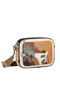 Pomarańczowa Stylowa Torebka Damska Anekke. Kolor: pomarańczowy. Wzór: kolorowy, aplikacja, nadruk. Dodatki: z breloczkiem. Styl: elegancki. Rodzaj torebki: na ramię #10