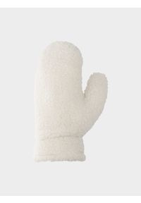 4f - Rękawiczki zimowe z jednym palcem uniseks - kremowe. Kolor: beżowy. Materiał: materiał. Sezon: zima