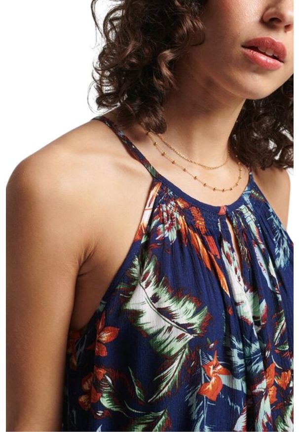 Superdry - Bluzka sportowa damska SuperDry Vintage Beach Cami Top. Kolor: niebieski. Materiał: wiskoza