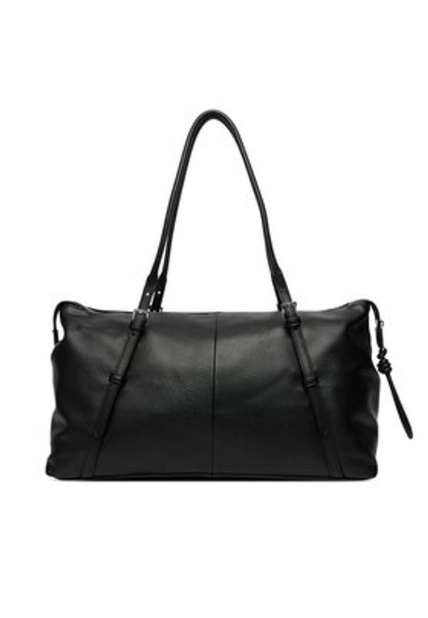 Tommy Jeans Torebka Pebble Grain Metal Logo Tote Bag AW0AW18472 Czarny. Kolor: czarny. Materiał: skórzane