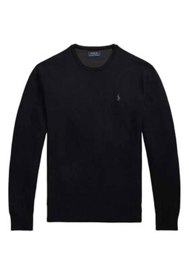 Polo Ralph Lauren Sweter 710918163508 Czarny Regular Fit. Typ kołnierza: polo. Kolor: czarny. Materiał: bawełna