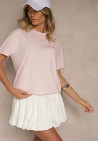 Renee - Jasnoróżowy T-shirt z Bawełny z Nadrukiem Adferia. Okazja: na co dzień. Kolor: różowy. Materiał: bawełna. Wzór: nadruk. Styl: klasyczny, elegancki, casual #3