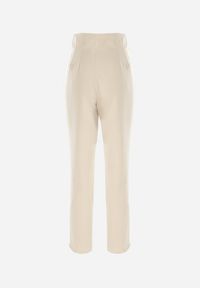 Born2be - Jasnobeżowe Spodnie Cygaretki High Waist Caphe. Stan: podwyższony. Kolor: beżowy. Materiał: tkanina