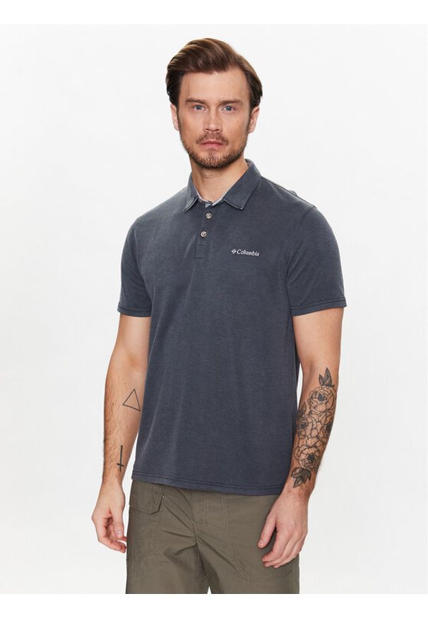 columbia - Columbia Polo Nelson Point 1772721 Szary Regular Fit. Typ kołnierza: polo. Kolor: szary. Materiał: syntetyk