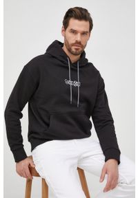 Calvin Klein bluza bawełniana męska kolor czarny z kapturem z nadrukiem. Typ kołnierza: kaptur. Kolor: czarny. Materiał: bawełna. Wzór: nadruk #5