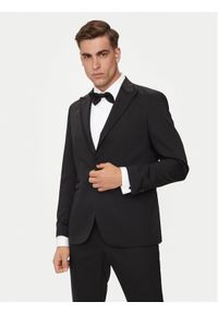 Karl Lagerfeld - KARL LAGERFELD Marynarka 155287-543004 Czarny Slim Fit. Typ kołnierza: dekolt w karo. Kolor: czarny. Materiał: syntetyk #1
