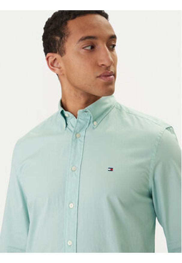 TOMMY HILFIGER - Tommy Hilfiger Koszula MW0MW37550 Zielony Regular Fit. Kolor: zielony. Materiał: bawełna