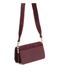 Kazar - Elegancka bordowa torebka na ramię z łączonych materiałów. Kolor: czerwony. Materiał: zamszowe, skórzane. Styl: elegancki. Rodzaj torebki: na ramię #2