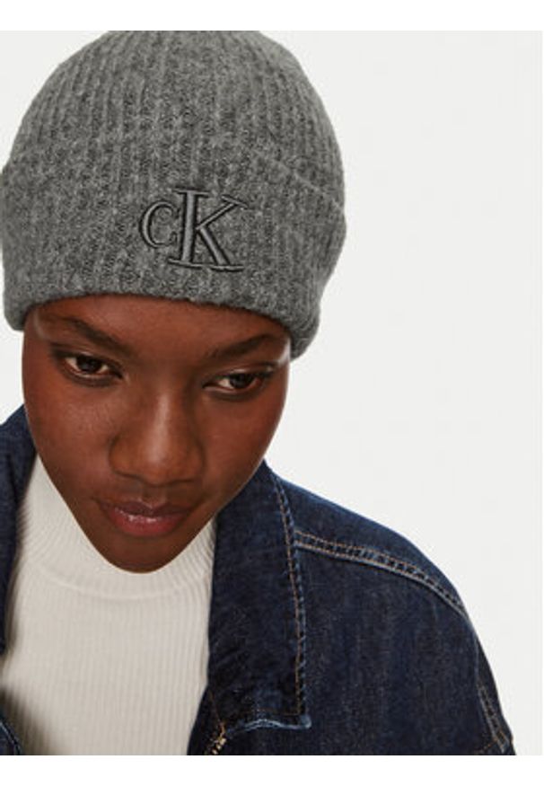 Calvin Klein Czapka Thick Embroidery K60K612321 Szary. Kolor: szary. Materiał: akryl