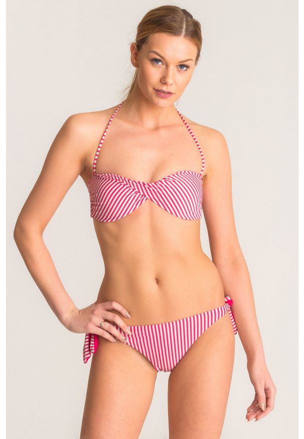 Różowo-srebrny dół od bikini Twinset U&B w paski. Kolor: srebrny, różowy, wielokolorowy. Wzór: paski