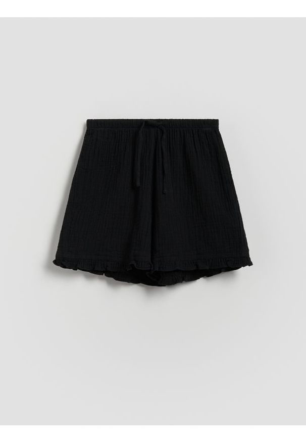 Reserved - Muślinowe szorty - czarny. Kolor: czarny. Materiał: bawełna