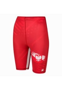 Legginsy krótkie do biegania damskie EXTREME HOBBY 1/3 POLSKA PRIME. Kolor: czerwony. Materiał: poliester, elastan. Długość: krótkie. Sport: kolarstwo, bieganie