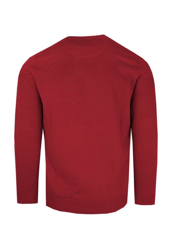 Bawełniany Męski Sweter z Okrągłym Dekoltem (U-Neck) - Pako Jeans - Czerwony. Okazja: na co dzień, na spotkanie biznesowe, do pracy. Kolor: czerwony. Materiał: bawełna. Styl: klasyczny, elegancki, biznesowy, casual