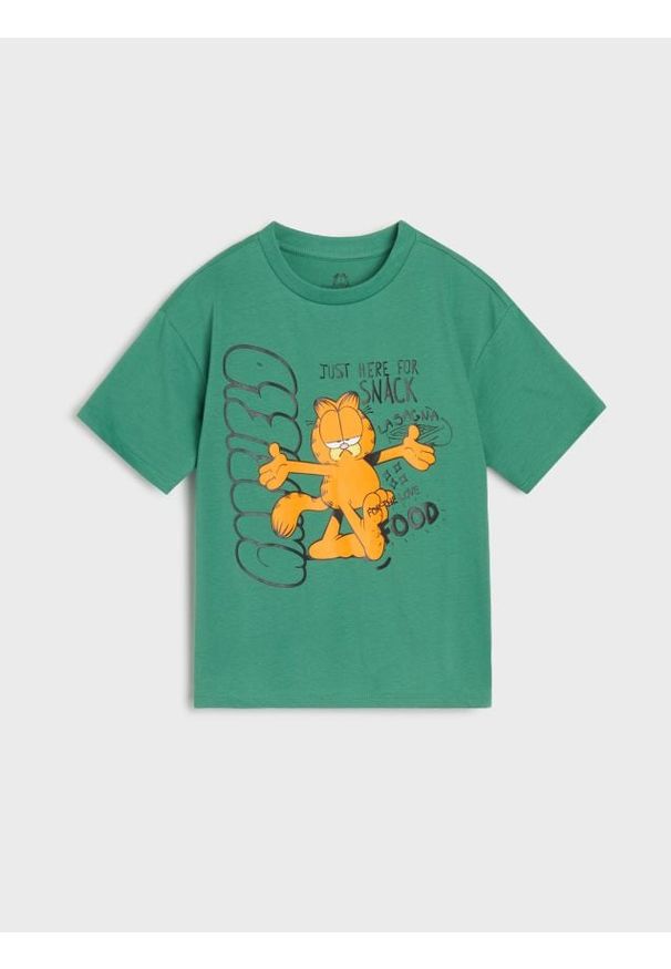 Sinsay - Koszulka Garfield - zielony. Kolor: zielony