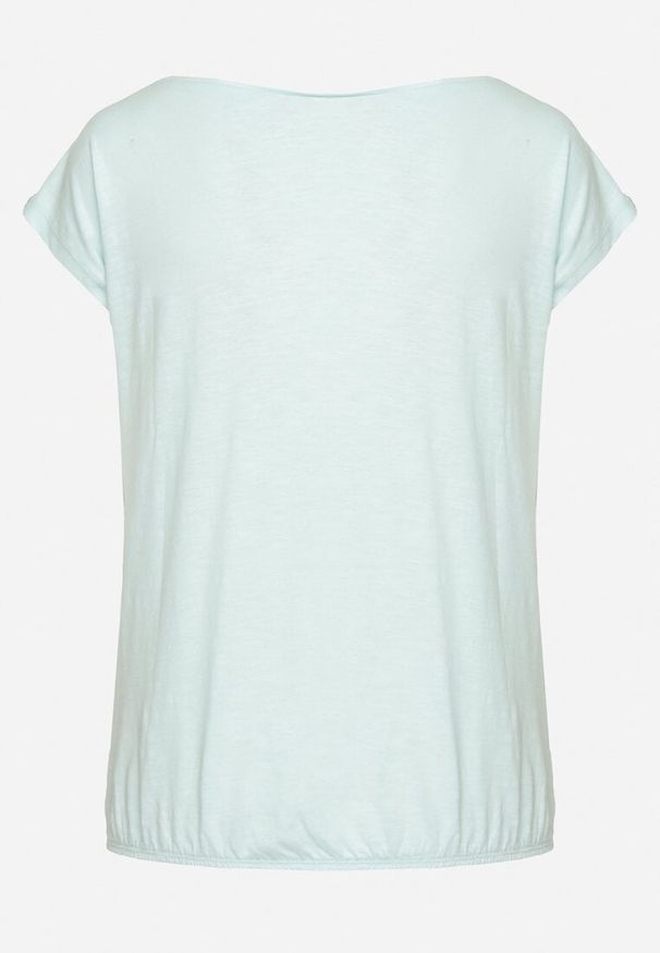 Born2be - Jasnoniebieski Bawełniany T-shirt w Klasycznym Stylu Raliessa. Okazja: na co dzień. Kolor: niebieski. Materiał: bawełna. Sezon: lato, wiosna. Styl: klasyczny