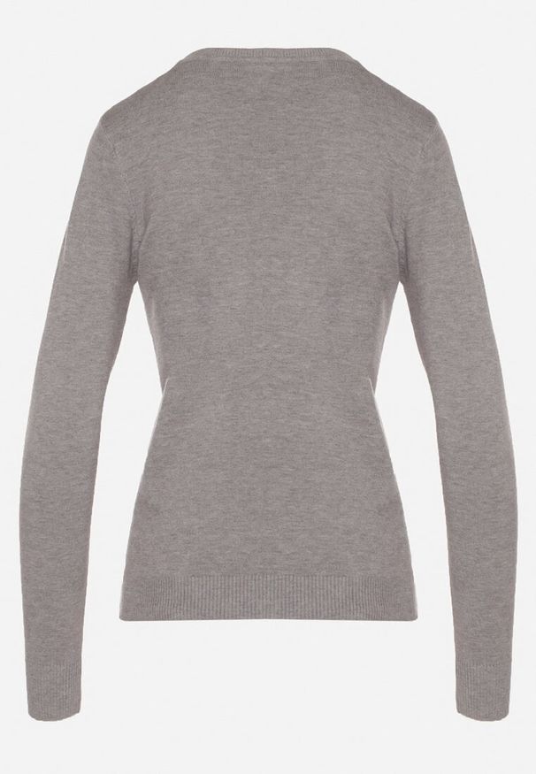 Born2be - Szary Klasyczny Sweter z Wiskozą Oleva. Okazja: na co dzień, do pracy. Kolor: szary. Materiał: wiskoza. Styl: klasyczny