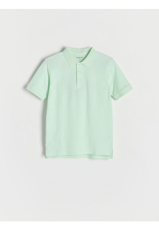Reserved - T-shirt polo - jasnozielony. Typ kołnierza: polo. Kolor: zielony. Materiał: dzianina, bawełna