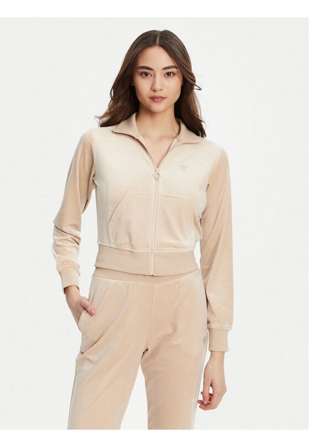 Guess Bluza V3BQ22 K0232 Beżowy Regular Fit. Kolor: beżowy. Materiał: syntetyk