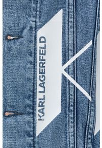 Karl Lagerfeld kurtka jeansowa damska przejściowa. Okazja: na co dzień. Kolor: niebieski. Materiał: jeans. Styl: casual