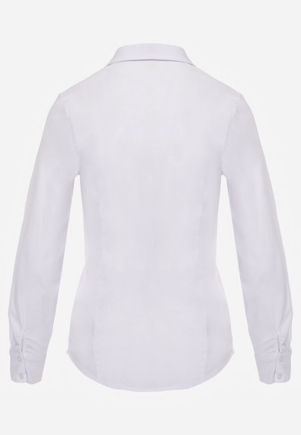 Renee - Biała Gładka Koszula Zapinana na Guziki Hejora. Okazja: na co dzień, na randkę. Kolor: biały. Materiał: jeans, satyna, tkanina, wiskoza. Wzór: gładki. Styl: casual