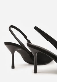 Renee - Czarne Sandały Slingback na Szpilce z Imitacji Zamszu Carilona. Zapięcie: bez zapięcia. Kolor: czarny. Materiał: zamsz. Sezon: lato. Obcas: na szpilce. Wysokość obcasa: średni #6