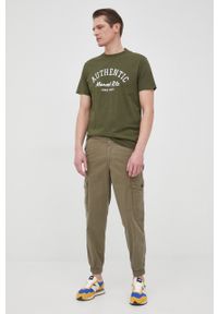 BOSS spodnie BOSS CASUAL męskie kolor zielony w fasonie cargo. Okazja: na co dzień. Kolor: zielony. Materiał: tkanina. Wzór: gładki. Styl: casual #3