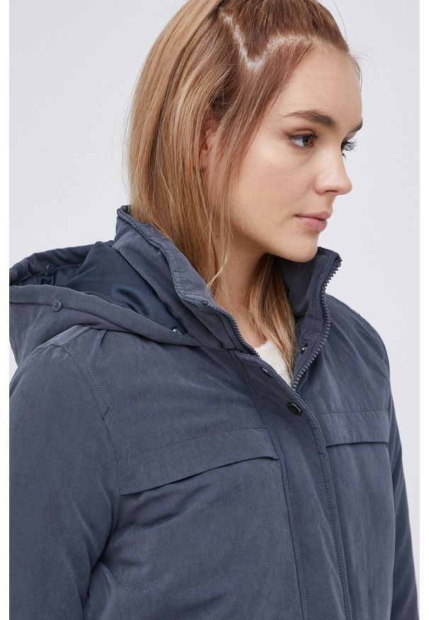 only - Only - Parka. Okazja: na co dzień. Typ kołnierza: kaptur. Kolor: szary. Materiał: tkanina, poliester. Wzór: gładki. Styl: casual