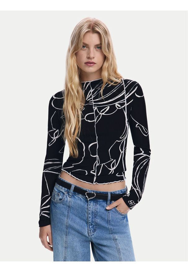 Desigual Bluzka Londres 25WWTK49 Czarny Regular Fit. Kolor: czarny. Materiał: wiskoza