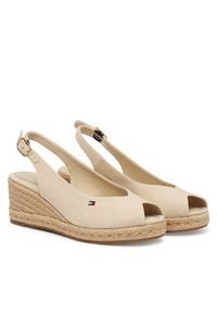TOMMY HILFIGER - Tommy Hilfiger Espadryle Mid Wedge Espad Slingback FW0FW09228 Beżowy. Kolor: beżowy. Materiał: materiał #4