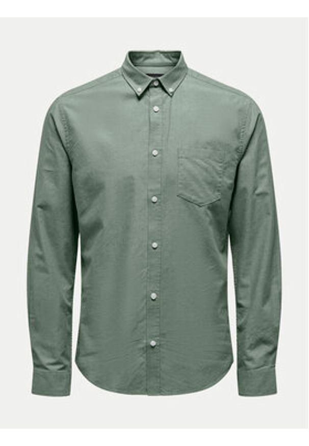 Only & Sons Koszula Alvaro 22006479 Zielony Slim Fit. Kolor: zielony. Materiał: syntetyk