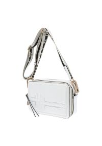 Biała Torebka Hispanitas Elegancka Damska Listonoszka. Kolor: biały. Wzór: aplikacja. Sezon: lato. Materiał: skórzane, z tłoczeniem. Styl: elegancki. Rodzaj torebki: na ramię #6