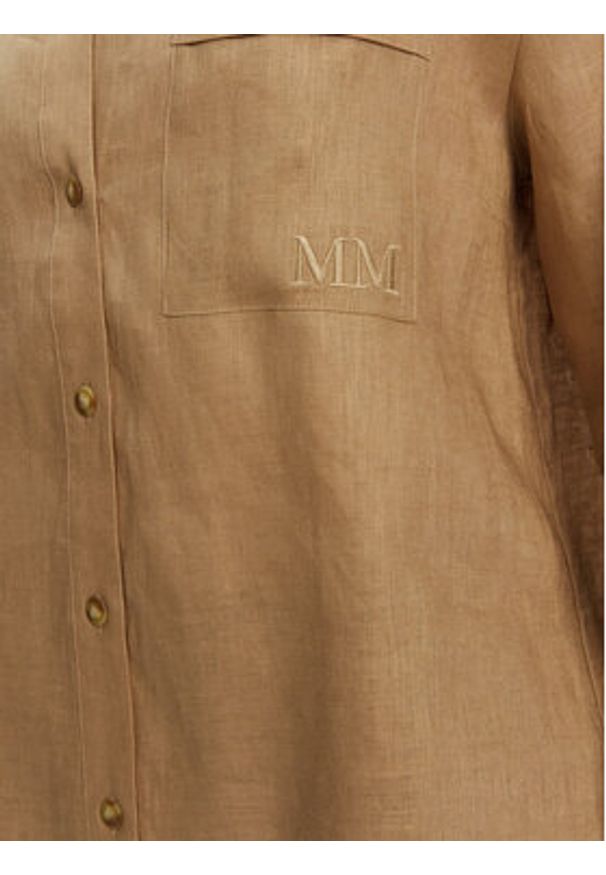 Max Mara Leisure Koszula Noel 2516111018 Brązowy Regular Fit. Kolor: brązowy. Materiał: len