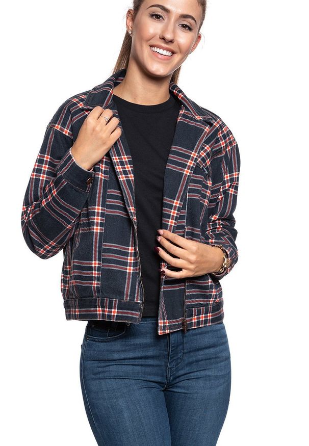 Wrangler - DAMSKA KURTKA JEANSOWA WRANGLER 80´S JACKET INDIGO CHECK W404WZ89M 112128697. Materiał: jeans