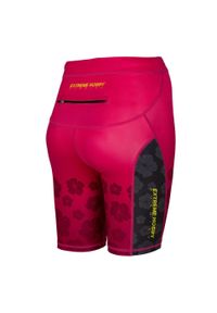 Legginsy krótkie do biegania damskie EXTREME HOBBY 1/3 FLOWERS. Kolor: różowy. Materiał: poliester, elastan. Długość: krótkie. Sport: kolarstwo
