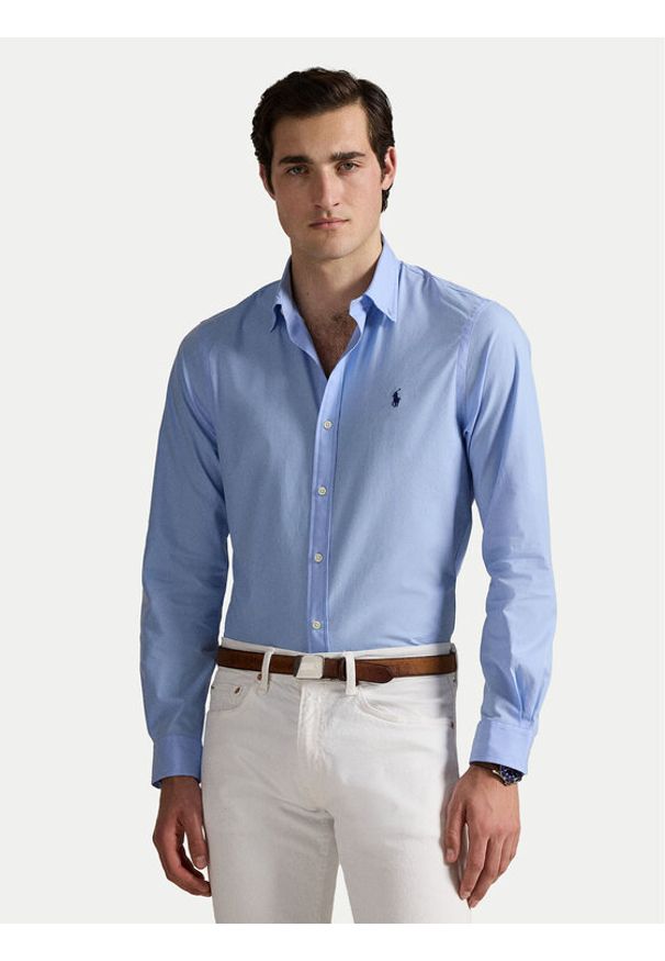 Polo Ralph Lauren Koszula 710929348009 Błękitny Slim Fit. Typ kołnierza: polo. Kolor: niebieski. Materiał: bawełna