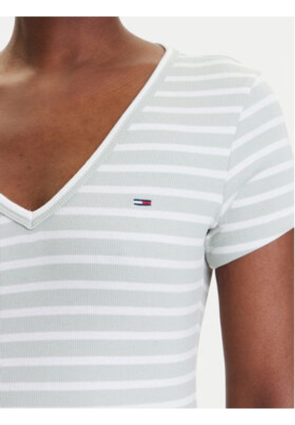 Tommy Jeans T-Shirt Essential DW0DW17385 Zielony Slim Fit. Kolor: zielony. Materiał: bawełna