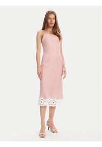 STAUD Sukienka letnia Palo R25S2283LN Różowy Regular Fit. Kolor: różowy. Materiał: len. Sezon: lato