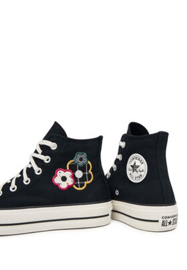 Converse Trampki Chuck Taylor All Star Lift Platform Floral Patchwork A15534C Czarny. Kolor: czarny. Materiał: materiał. Obcas: na platformie