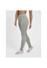 Damskie legginsy mid-rise Hummel MT Chipo. Kolor: zielony, wielokolorowy, szary