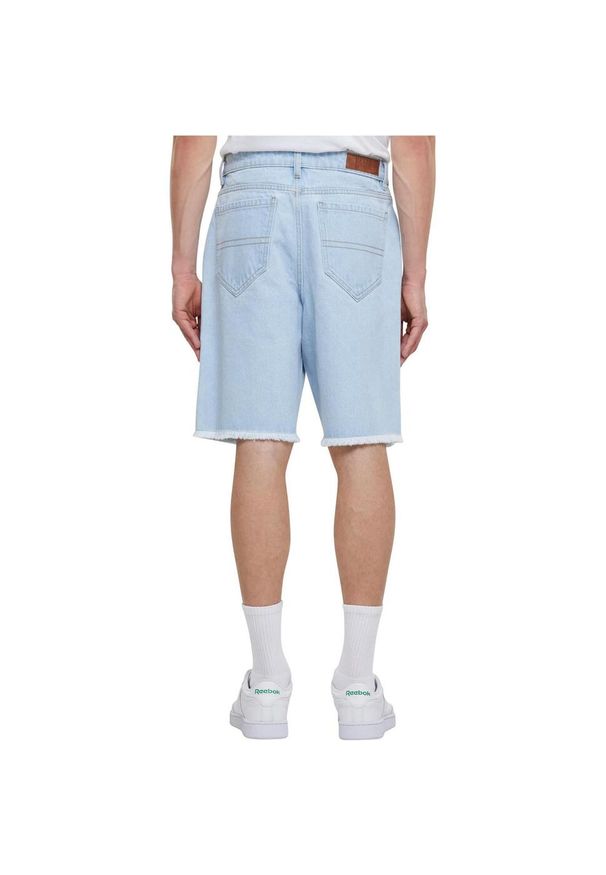 Urban Classics - Męskie Spodenki Jeansowe Do Kolan Z Otwartym Krokiem. Kolor: niebieski. Materiał: jeans. Długość: do kolan. Sport: turystyka piesza