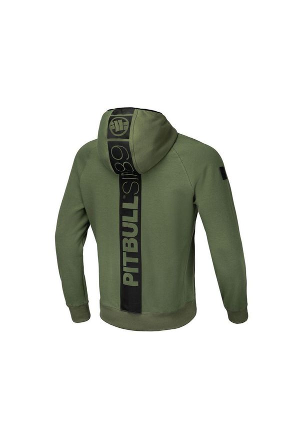 PITBULL - Bluza męska Pitbull rozpinana z kapturem Hermes. Typ kołnierza: kaptur. Kolor: zielony. Sport: fitness