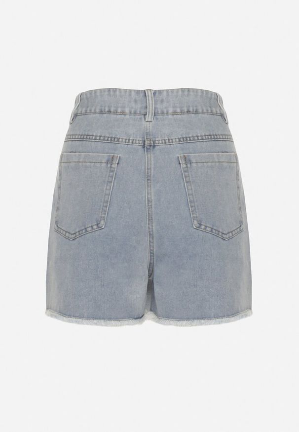 Born2be - Jasnoniebieskie Jeansowe Spódnico-Spodenki Jeansowe z Bawełny z Wysokim Stanem Neliatha. Okazja: na co dzień. Stan: podwyższony. Kolor: niebieski. Materiał: jeans, bawełna. Długość: krótkie. Styl: elegancki, wizytowy, casual