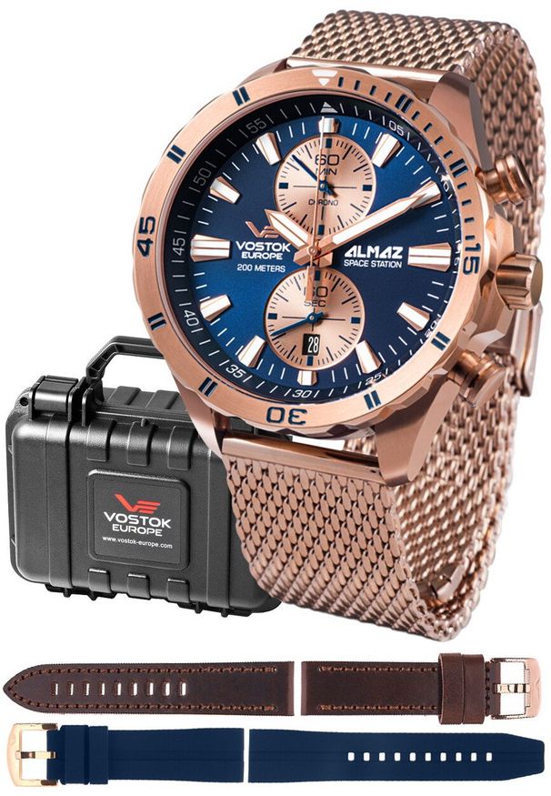 Zegarek męski Vostok Europe 6S11-320B660-MEGA SET brązowy. Kolor: brązowy