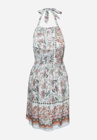 Born2be - Jasnoniebieska Rozkloszowana Sukienka z Wiskozą z Wiązaniem na Karku Aralune. Okazja: na co dzień, na imprezę. Kolor: niebieski. Materiał: wiskoza. Typ sukienki: rozkloszowane, proste. Styl: klasyczny, casual, elegancki #3