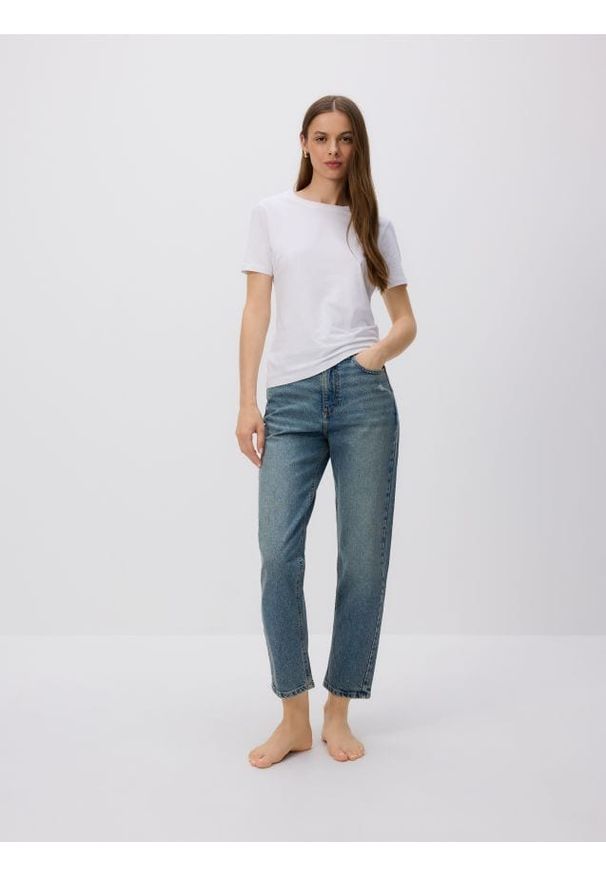 Reserved - Jeansy mom fit - niebieski. Kolor: niebieski