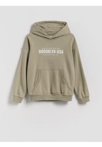 Reserved - Bawełniana bluza oversize - jasnozielony. Kolor: zielony. Materiał: bawełna
