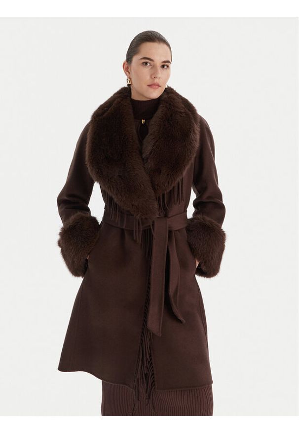 Marciano Guess Płaszcz wełniany 5BGL46 7125A Brązowy Regular Fit. Kolor: brązowy. Materiał: wełna