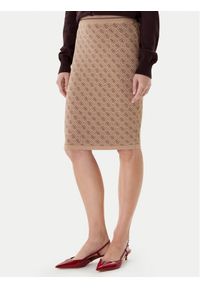 Guess Spódnica ołówkowa W4BD53 Z37K0 Beżowy Regular Fit. Kolor: beżowy. Materiał: syntetyk