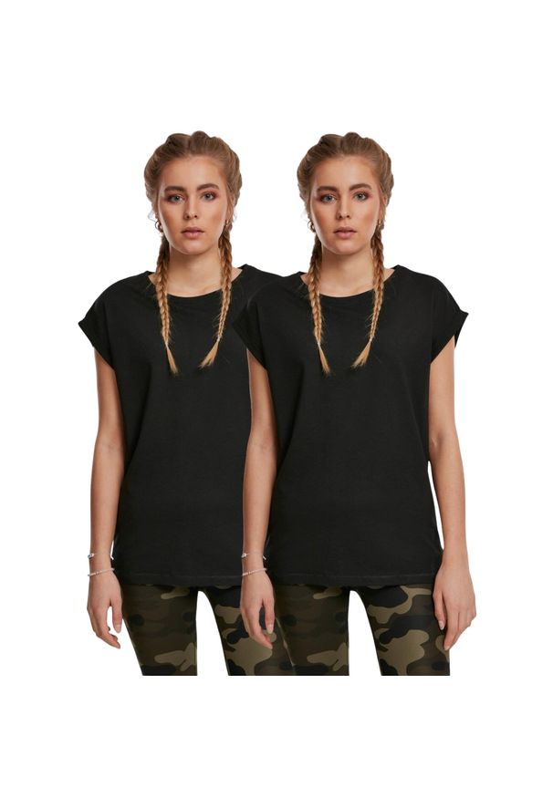 Zestaw 2 damskach koszulek z przedłużonym ramieniem Koszulka Urban Classics. Kolor: czarny